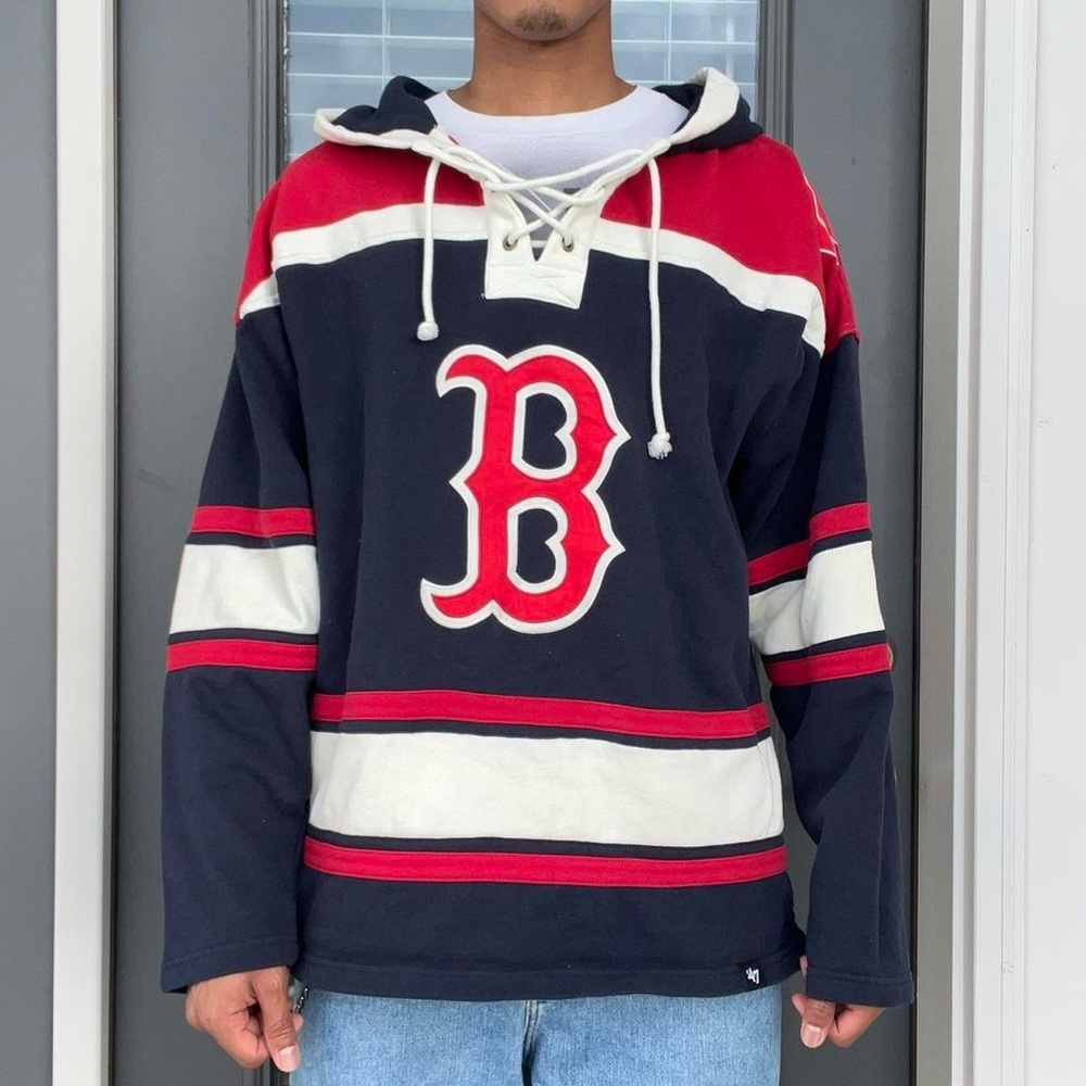 Vintage Style Boston Red Sox Hockey Jersey ‘47 Laced Hoodie